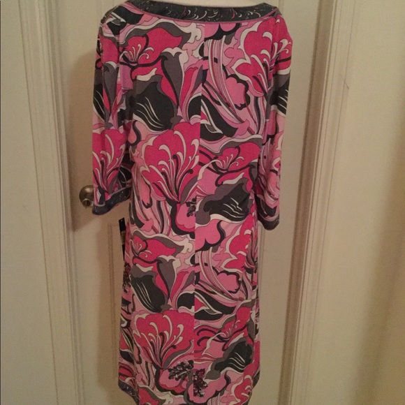 Tahari Pink/Grey/White 3/4 Sleeve Dress - Picture 2 of 5